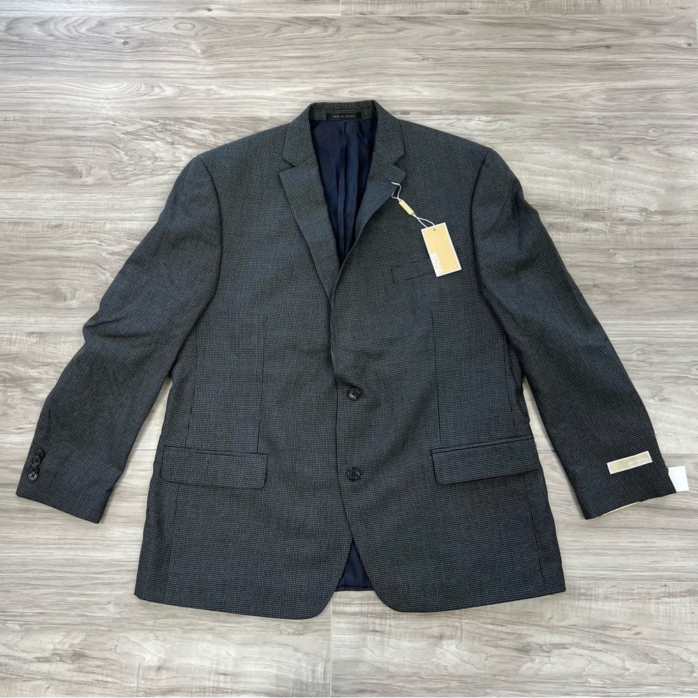 MICHAEL KORS Men's Suit Black White Houndstooth Blazer Jacket Size 46 NWT
